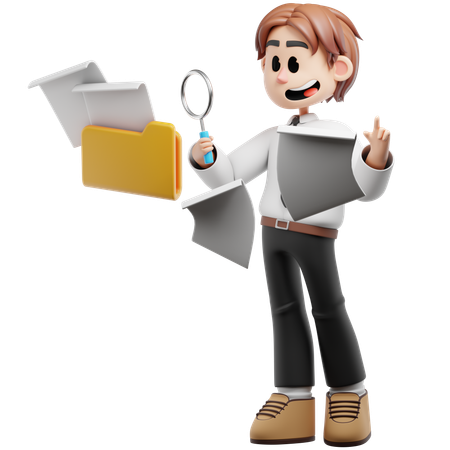 Businessman Finding File  3D Illustration