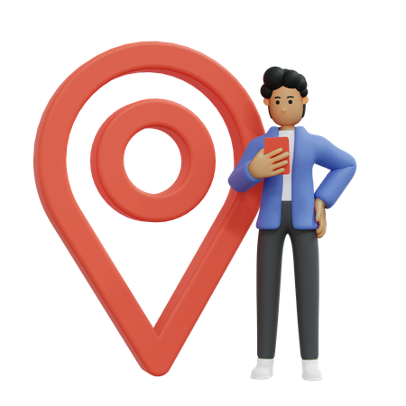 Businessman finding location  3D Icon