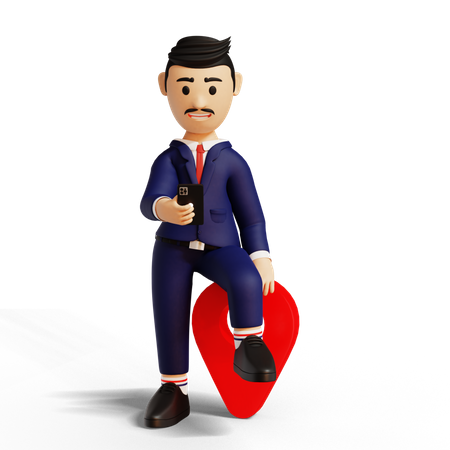 Businessman Finding Location  3D Illustration