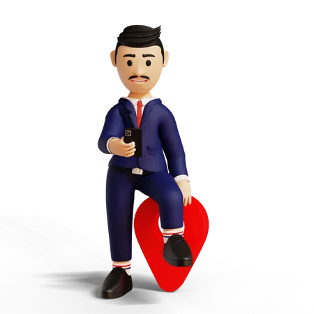 Businessman Finding Location  3D Illustration