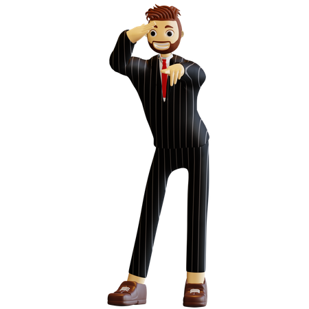 Businessman finding something  3D Illustration