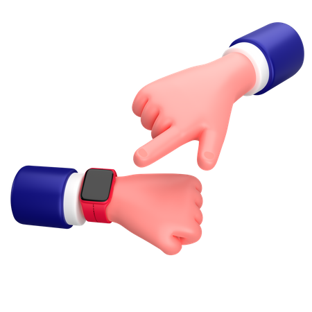 Businessman finger points to the watch hand gesture  3D Icon
