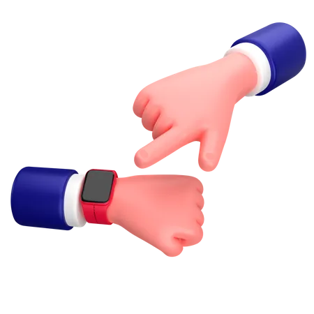 Businessman Finger Points To The Watch Hand Gesture 3 D Illustration 3D Icon