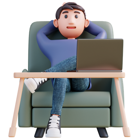 Businessman Finished Online Meeting  3D Illustration