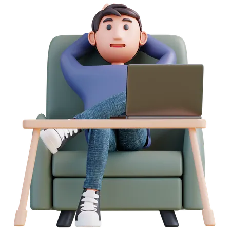 Businessman Finished Online Meeting  3D Illustration