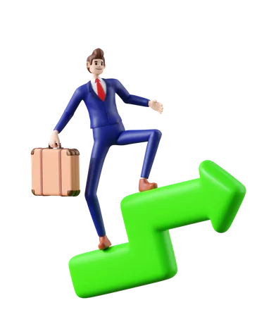 Businessman flying on path of successful currency  3D Illustration