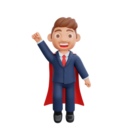 Businessman flying towards success  3D Icon