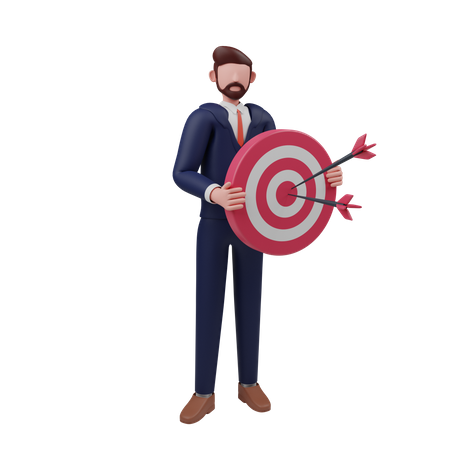 Businessman Focus on business target  3D Illustration