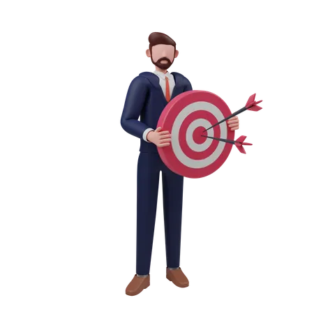 Businessman Focus on business target  3D Illustration