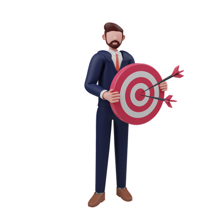 Businessman Focus on business target 3D Illustration