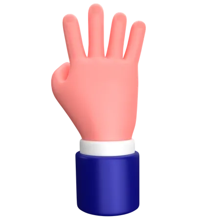 Businessman Four Fingers Gesture Sign 3 D Illustration 3D Icon
