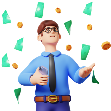 Businessman Get Salary  3D Illustration