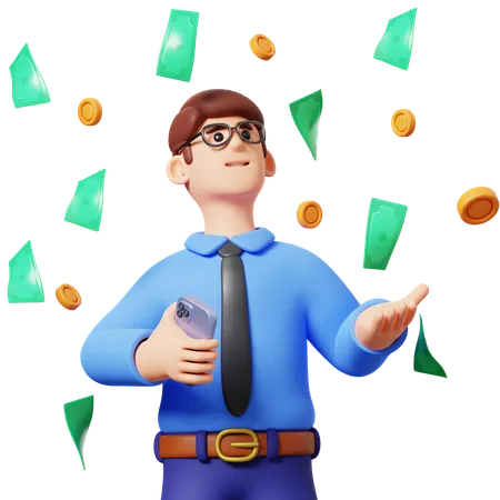 Businessman Get Salary  3D Illustration