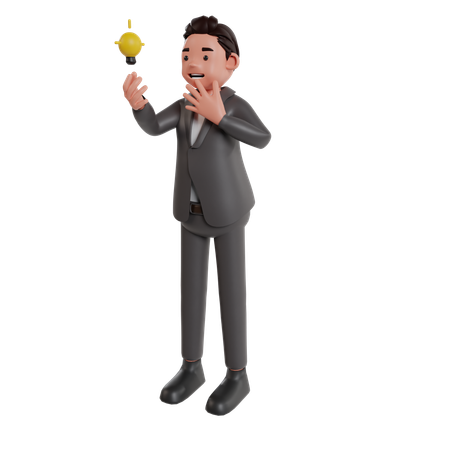 Businessman Getting Business Idea  3D Illustration