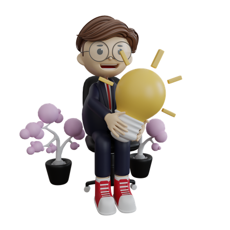 Businessman getting business idea  3D Icon