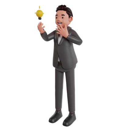 Businessman Getting Business Idea  3D Icon