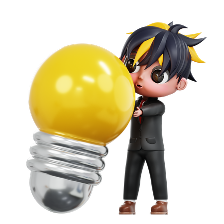 Businessman Getting Business Idea  3D Icon