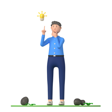 Businessman Getting Business Idea  3D Icon