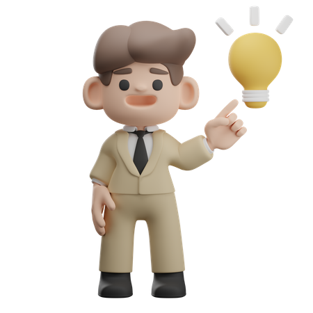 Businessman getting business idea  3D Illustration
