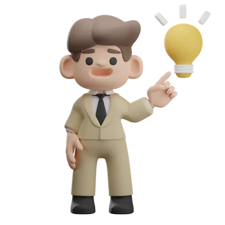 Businessman getting business idea  3D Illustration