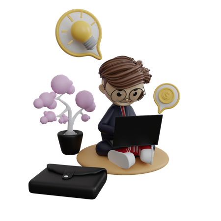Businessman getting financial idea  3D Icon