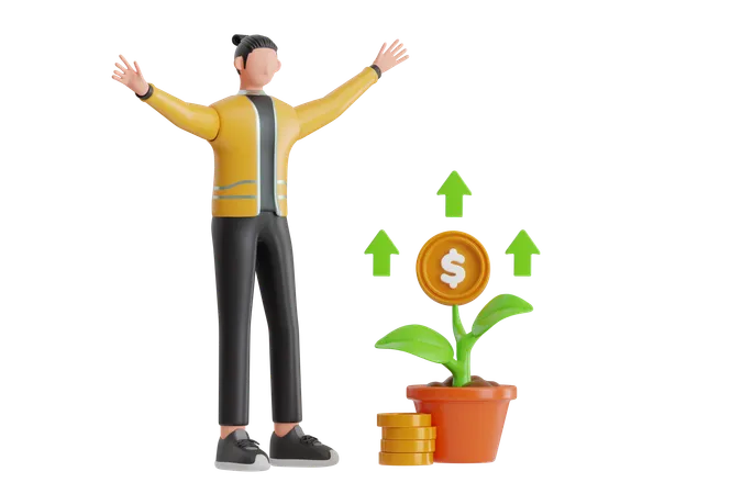 Businessman Getting Investment Profit  3D Illustration