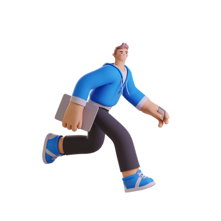 Businessman getting late for office  3D Icon