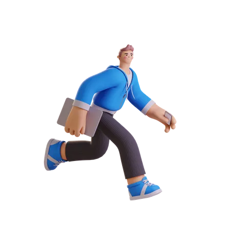 Businessman getting late for office  3D Illustration