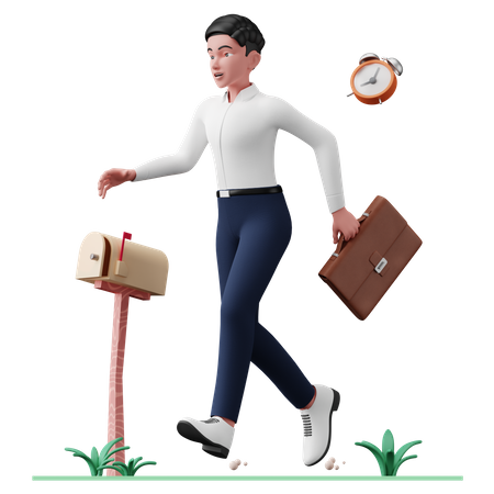 Businessman getting late for work  3D Icon