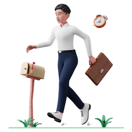 Businessman getting late for work  3D Illustration