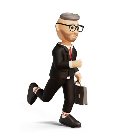 Businessman getting late for work  3D Illustration