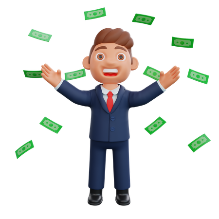 Businessman getting profit  3D Icon