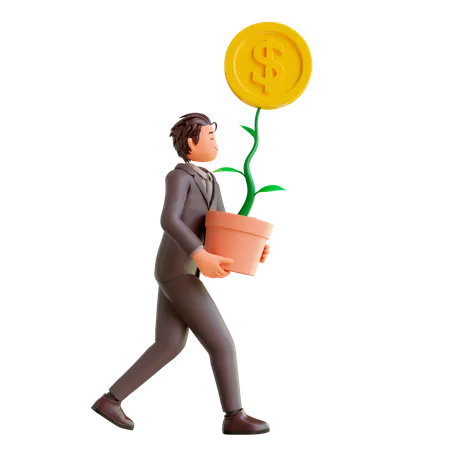 Businessman getting profit  3D Illustration