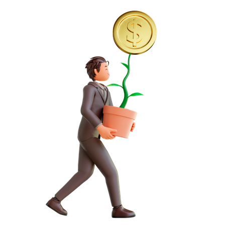 Businessman getting profit  3D Illustration