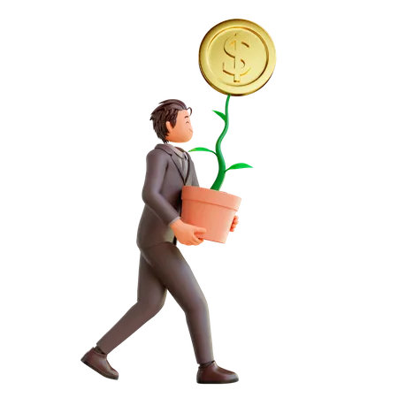 Businessman getting profit  3D Illustration