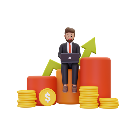 Businessman getting profit  3D Illustration