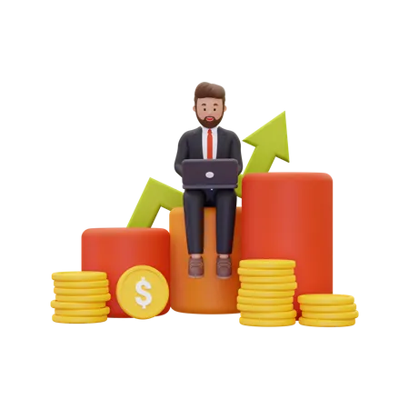 Businessman getting profit  3D Illustration