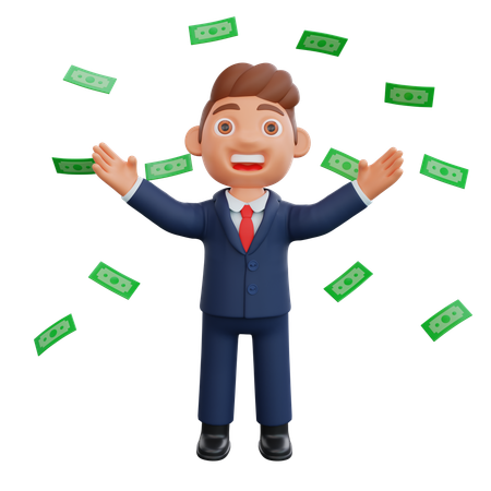 Businessman getting profit  3D Illustration