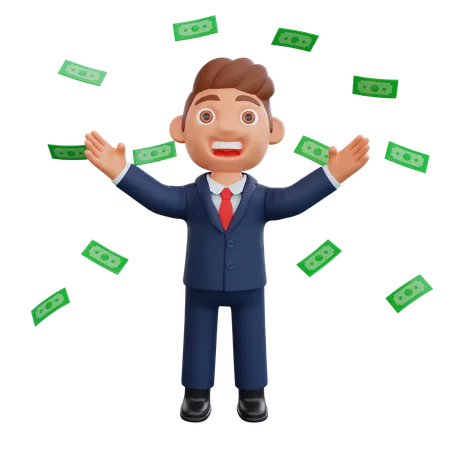 Businessman getting profit  3D Illustration