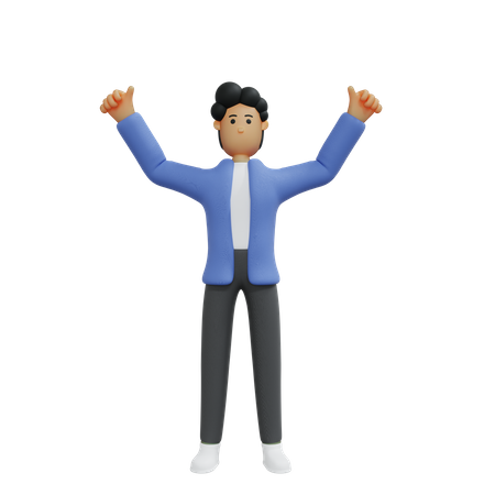 Businessman getting success  3D Icon