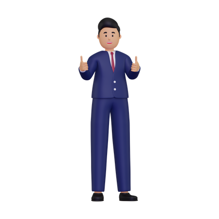 Businessman give appreciation with two thumbs up  3D Icon