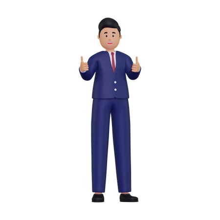 Businessman give appreciation with two thumbs up  3D Illustration