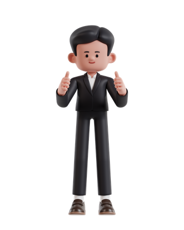 Businessman give double thumbs up  3D Illustration