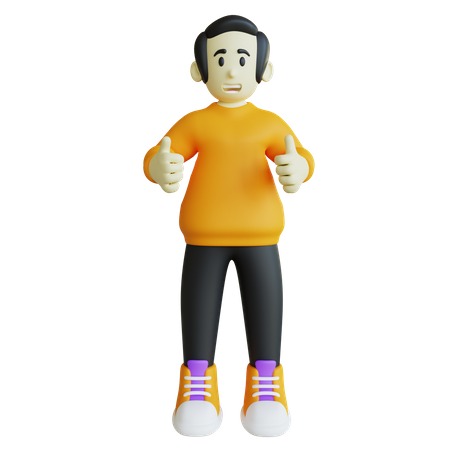 Businessman Give Double Thumbs Up  3D Illustration