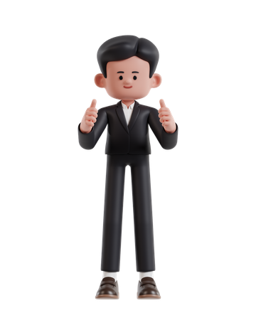 Businessman give double thumbs up  3D Icon