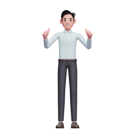 Businessman give double thumbs up  3D Illustration