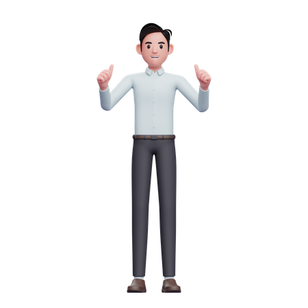 Businessman give double thumbs up 3D Illustration