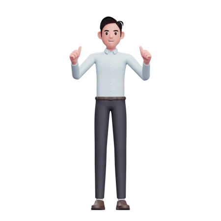 Businessman give double thumbs up 3D Illustration