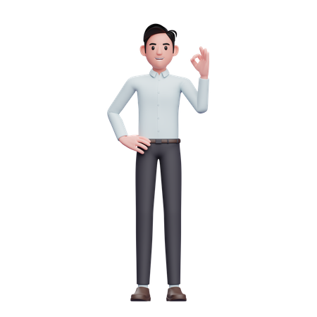 Businessman give ok finger  3D Illustration