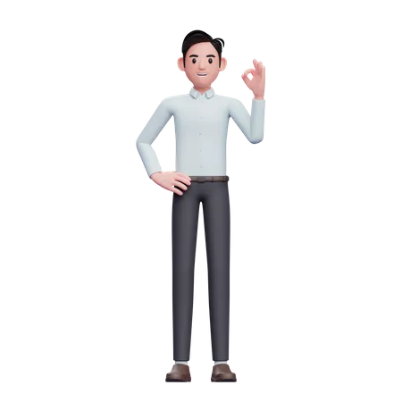 Businessman give ok finger  3D Illustration